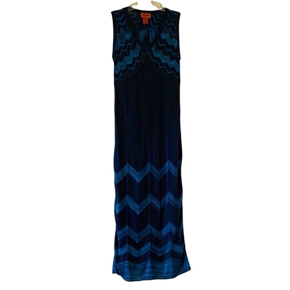 Missoni For Target 2011 Womens Maxi Dress Size Medium Blue Chevron Knit V Neck - Picture 1 of 7